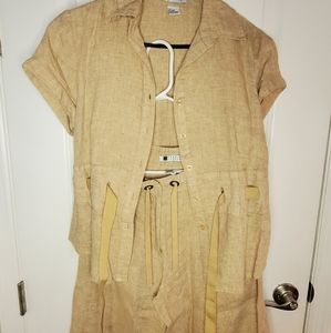 Linen Capri Set Kahki sz 10 Perfect Condition